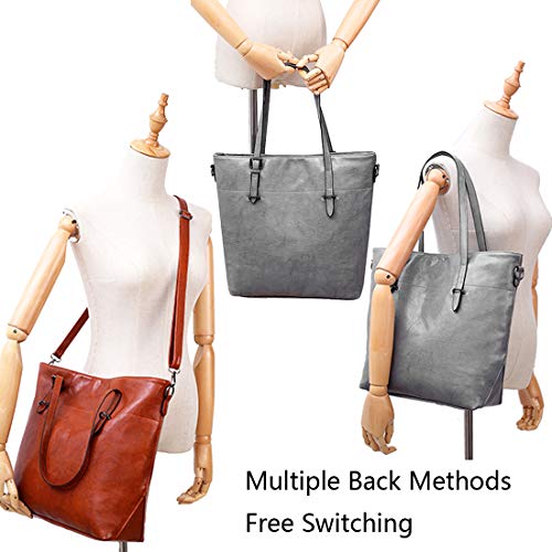Womens Large Purses and Handbags Sets Leather Tote Shoulder Bags 4pcs (Y-Blue)