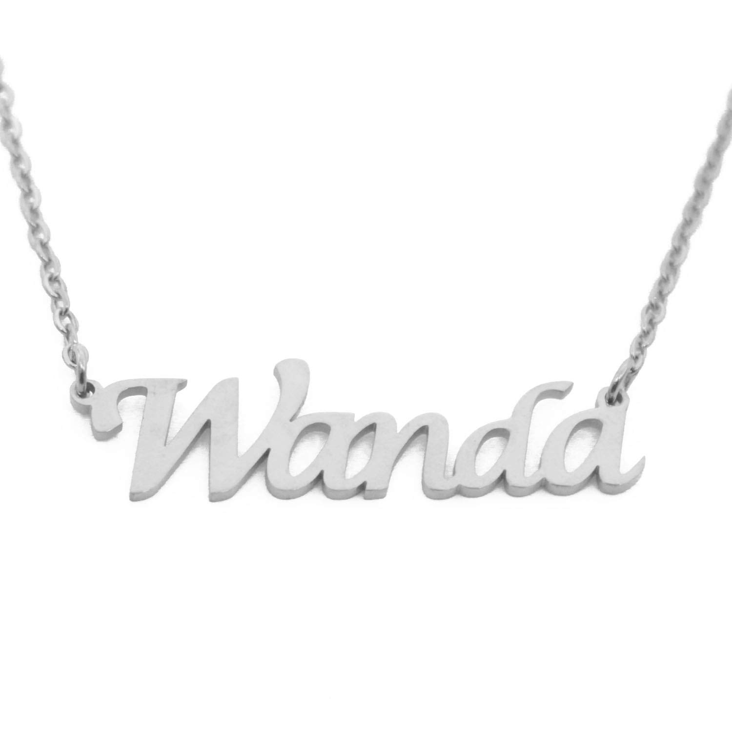 Kigu Name Necklace Wanda Personalised - Silver Tone - Custom Jewellery - Incl Gift Packaging