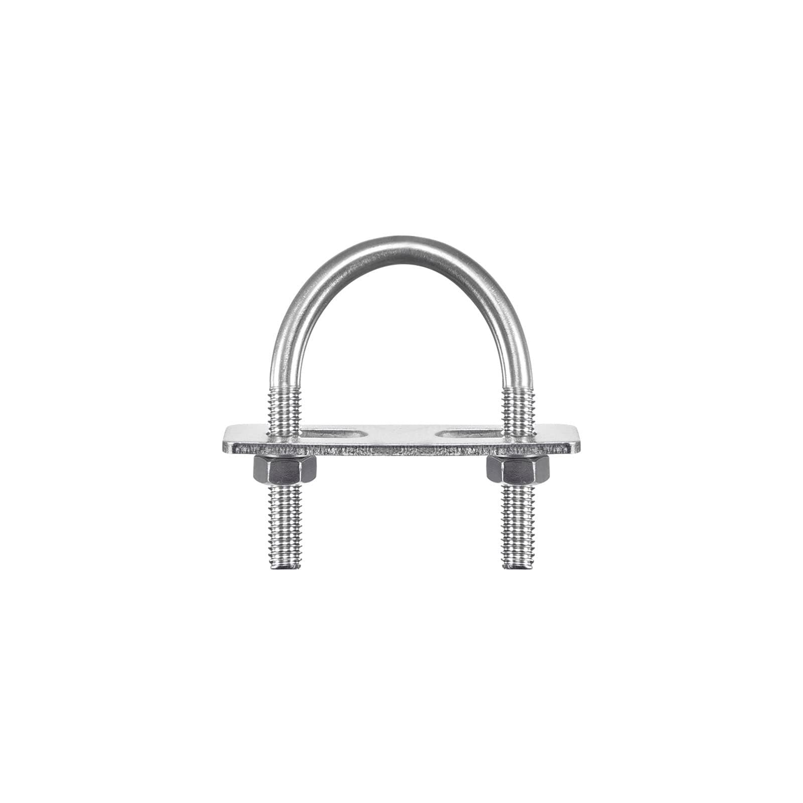 TA-VIGOR 6 sets M8 Round U-Bolts, 38mm Inner Width 65mm Length 304 Stainless Steel U-Bolts with Nut, Plate for Attaching Piping Conduit Cable Tube Brackets Boat Trailer