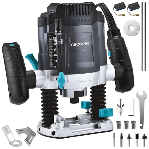 Cecotec Défonceuse électrique à câble MultiShape 900 Immersion. 1 200 W, avec 5 fraises, compatible avec les grandes et petites fraises, profondeur réglable jusqu'à 55 mm, vitesse réglable, butée