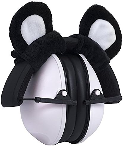 Adorable baby ear protectors for babies, toddlers and kids. Easily adjustable for canceling noises and calming infants, by Growing Giants. (white)