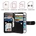 xhorizon TM Premium Leather Folio Case [Wallet Function] [Magnetic Detachable] Fashion Wristlet Lanyard Hand Strap Purse for iPhone 6/6s Plus (5.5'')- Black