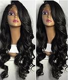 Fyonas Lace Front Wigs Loose Wave Long Glueless Replacement Wig for Women Natural Hairline Half Hand Tied Synthetic Hair Heat Resistant Fiber (#1b Color 24 inch)