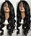 Fyonas Long Loose Wave Synthetic Lace Front Wigs Glueless Heat Resistant Wig for Women Natural Looking Right Side Parting Replacement Wig #1b Color