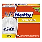Hefty Strong Trash / Garbage Bags (Kitchen Drawstring, 13 Gallon, 90 Count)