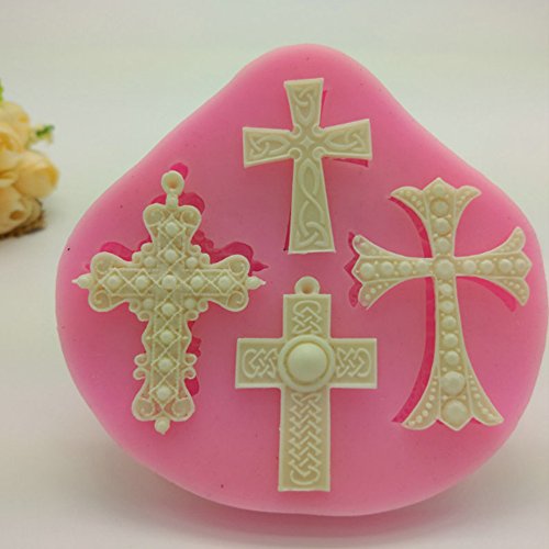 Dsmile 4 Pieces Cross Shape Silicone Pendant with 100 PCS Screw Eye Jewelry Casting Molds Silicone for DIY Jewelry Craft Making