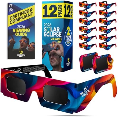 AAS 2024 zugelassene Sonnenfinsternis-Sonnenbrille (10 Stück) CE und ISO zertifizierte sichere Sonnenbrille, um direkt die Sonne zu sehen Inklusive zusätzlicher Anleitung Verpackung