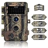 DIGITNOW Trail Camera 16MP 1080P, Game Camera with No Glow LED Infrared Night Vision Up to 65Ft, Waterproof Wildlife Hunting Cameras with 120&deg; Wide Angle / 0.2s Trigger Time