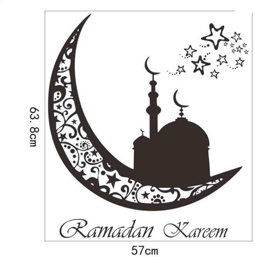 XLGX Vinyl Wall Sticker Ramadan Festival Decals Home Decor Bedroom Ramadan Ramadhan Kareem Islam (B)