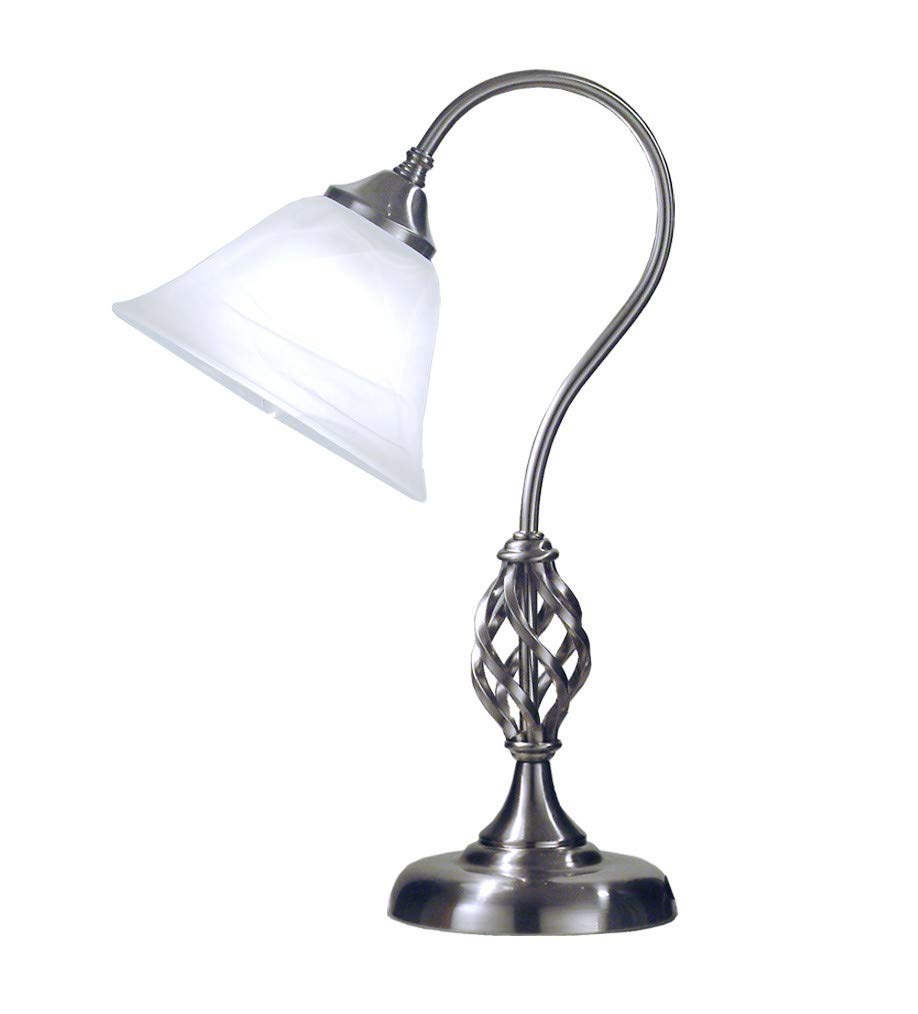CT Lighting Classic Satin Chrome Finish Table Lamp With White Alabaster