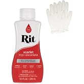 Rit Dye &ndash; Liquid Fabric Dye for Crafting, Clothing, and D&eacute;cor &ndash; 8 oz. Bottle &ndash; Scarlet Red (Gloves Included)