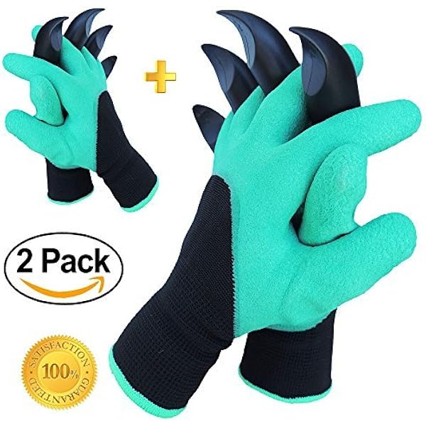 Amazon Com Garden Genie Gloves By Crocoin 2 Pack With Fingertips Claws On Each Hand For Digging And Planting For Right Handers Left Handers For Women Men Garden Outdoor