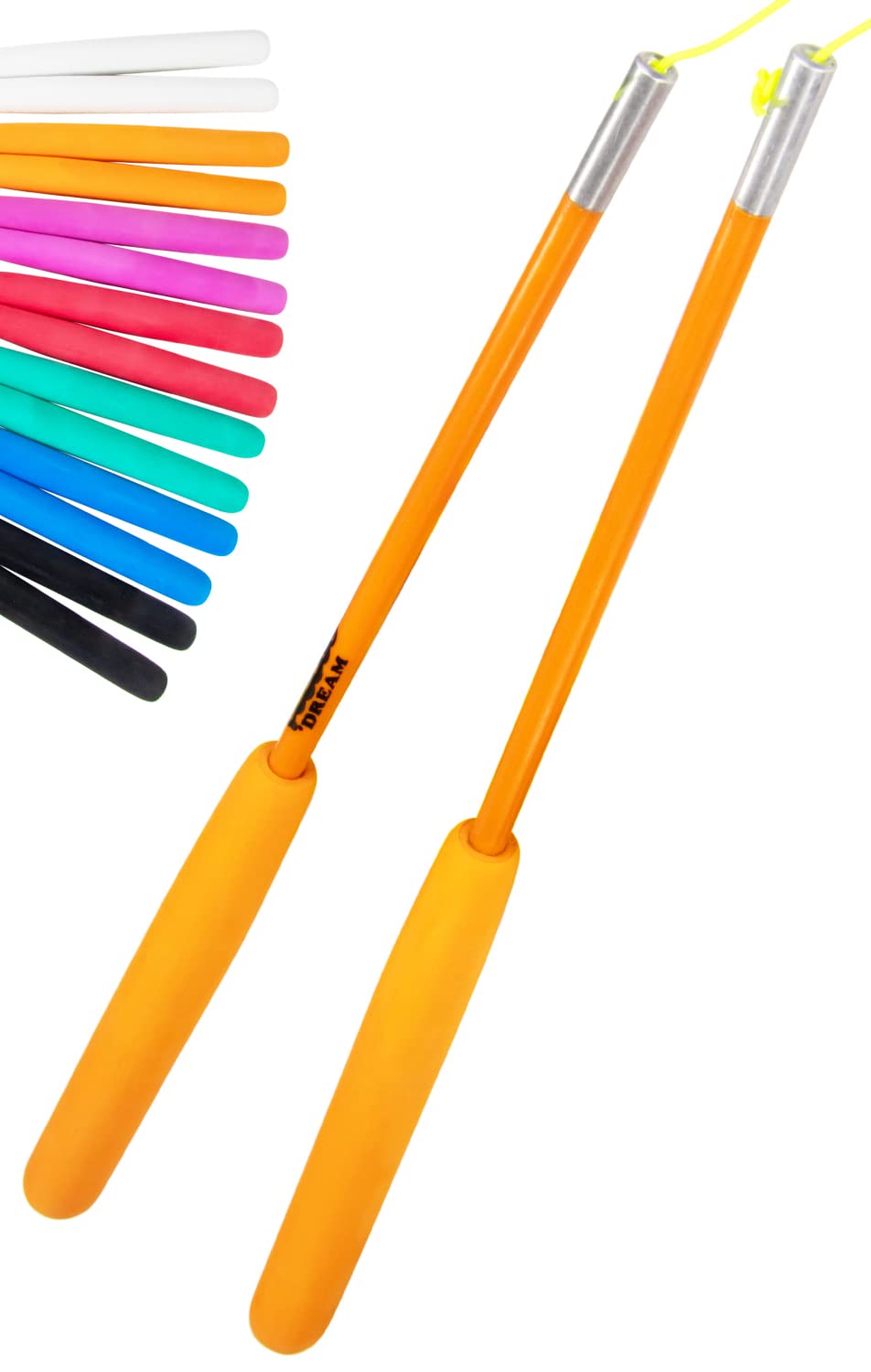 Juggle Dream SuperGlass Fibre Diabolo Handsticks with String - these Juggling Diablo Hand Sticks are Designed for Grinds and Stick Releases (Orange)