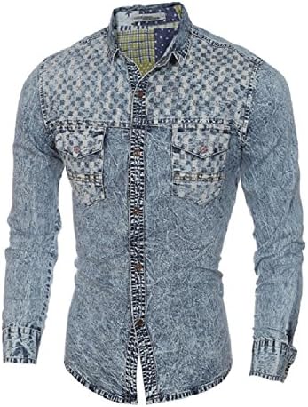 Shengdada Modern 2016 New Fashion Men'S Cotton Denim Shirt Slim Casual Long-Sleeved Denim Shirt Obscure Men'S Denim Shirt Camisa Masculina Light Blueasian Size M