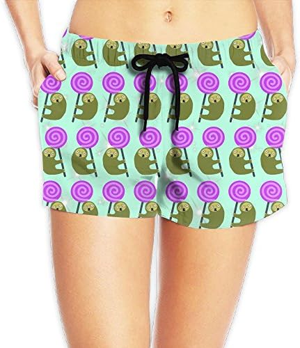 Women's Summer Quick Dry Swim Shorts Sloth With Lollipops