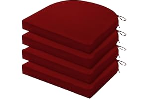 LOVTEX Outdoor Chair Cushions Set of 4, Outdoor Patio Chair Cushions with Ties,Waterproof Chair Cushions for Outdoor Furniture, 17 x 16 x 2 inch, Dark Red