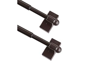 WL.Rocaille Magnetic Curtain Rods for Metal Doors Top and Bottom Multi-Use Adjustable Appliances for Iron and Steel Place, Petite Ball Ends, 9 to 16 Inch, 1/2 Inch Diameter, Brown, 2-Pack