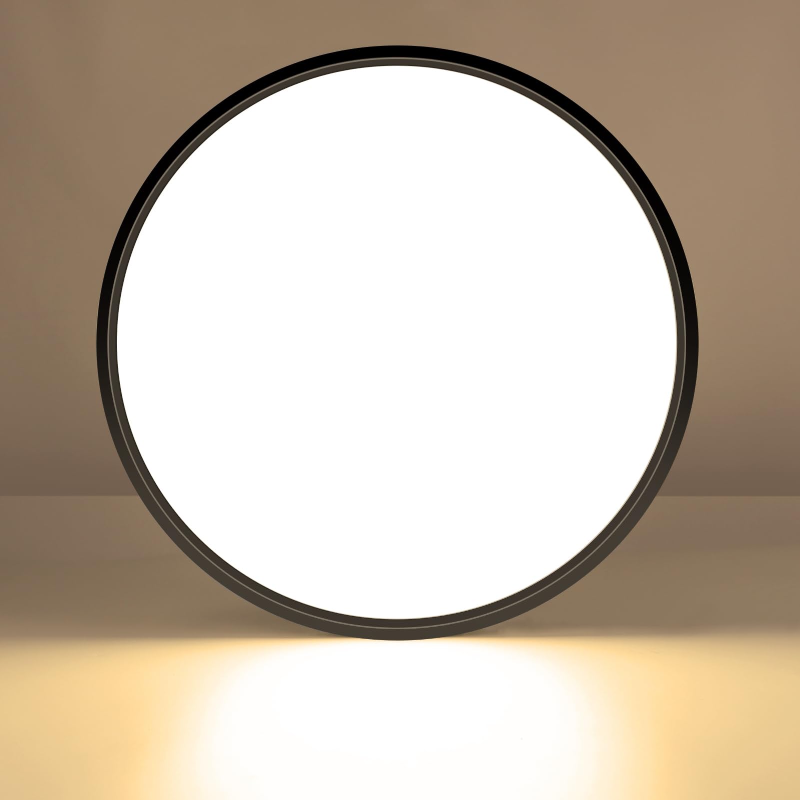 15.7in/40cm 32W LED Flush Mount Ceiling Light, 2800K Warm White Bathroom Light, 3800LM, Black Round Ceiling Lights, 320W Equivalent Ceiling Lamp for Closets, Kitchens, Hallway, Bedrooms, etc.