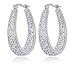 Carly Creations Women's Silver Plated Genuine Crystal Hoop Earring - Clear