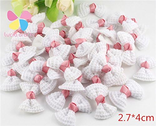 Multi option Polka Dot Organza Bows Girls Boutique Mini Hair Bow Headwear (White 12pcs)