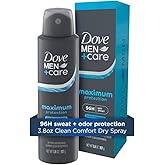 Dove Men+Care Anti-Perspirant Spray Clean Comfort Maximum Sweat Protection 96-Hour Comfort 3.8 oz