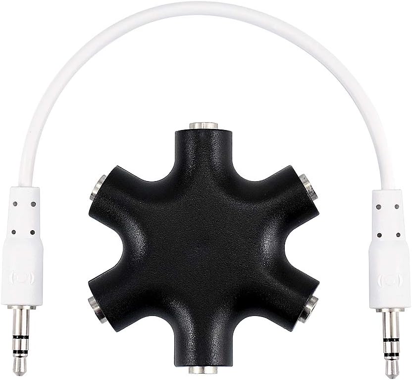 Surplex 5-Way Universal Headphone Splitter Female Aux 5 Port Audio Jack Divider to Share Music for iPhone iPad Samsung Galaxy Note Huawei LG HTC PC Laptop Mp3 Mp4 (BLACK)