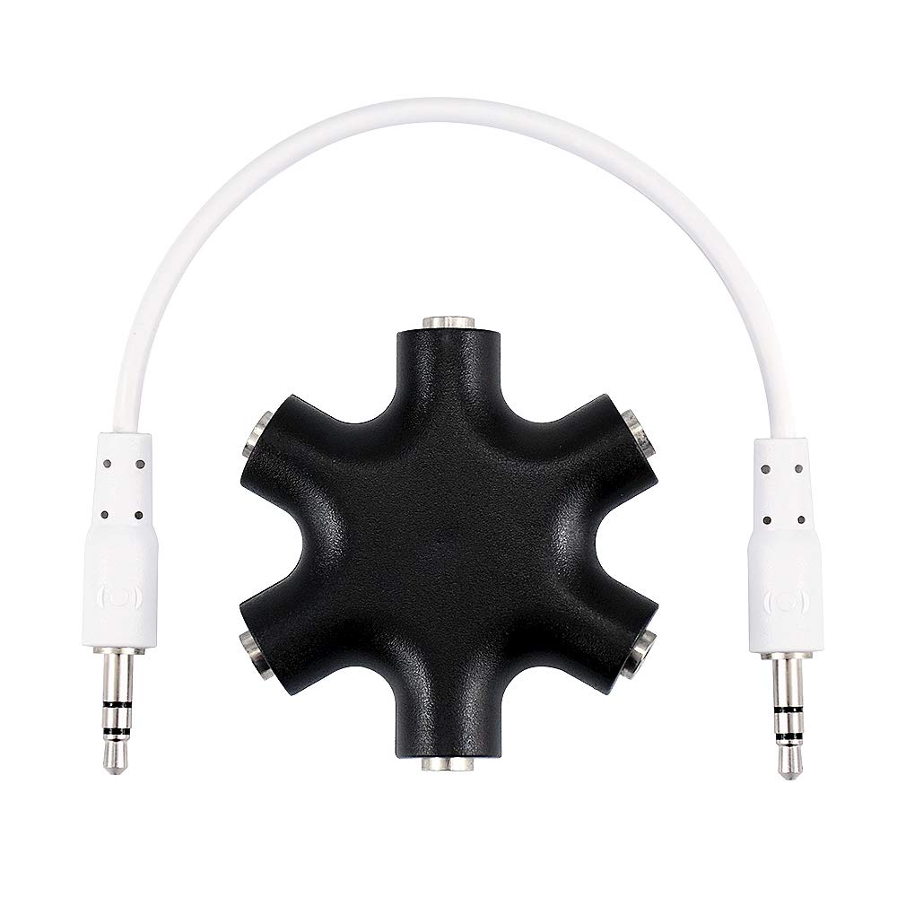 Surplex 5-Way Universal Headphone Splitter Female Aux 5 Port Audio Jack Divider to Share Music for iPhone iPad Samsung Galaxy Note Huawei LG HTC PC Laptop Mp3 Mp4 (BLACK)