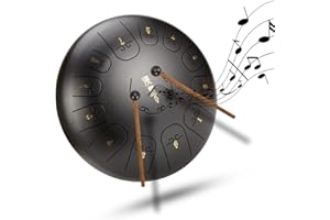 Kefeierdodo Steel Drums Instruments,12inch13-Notes，Panda drum steel,Yoga Instruments Meditation for Adults&Kids，Handpan,Chinese Drum (12inch, Black)