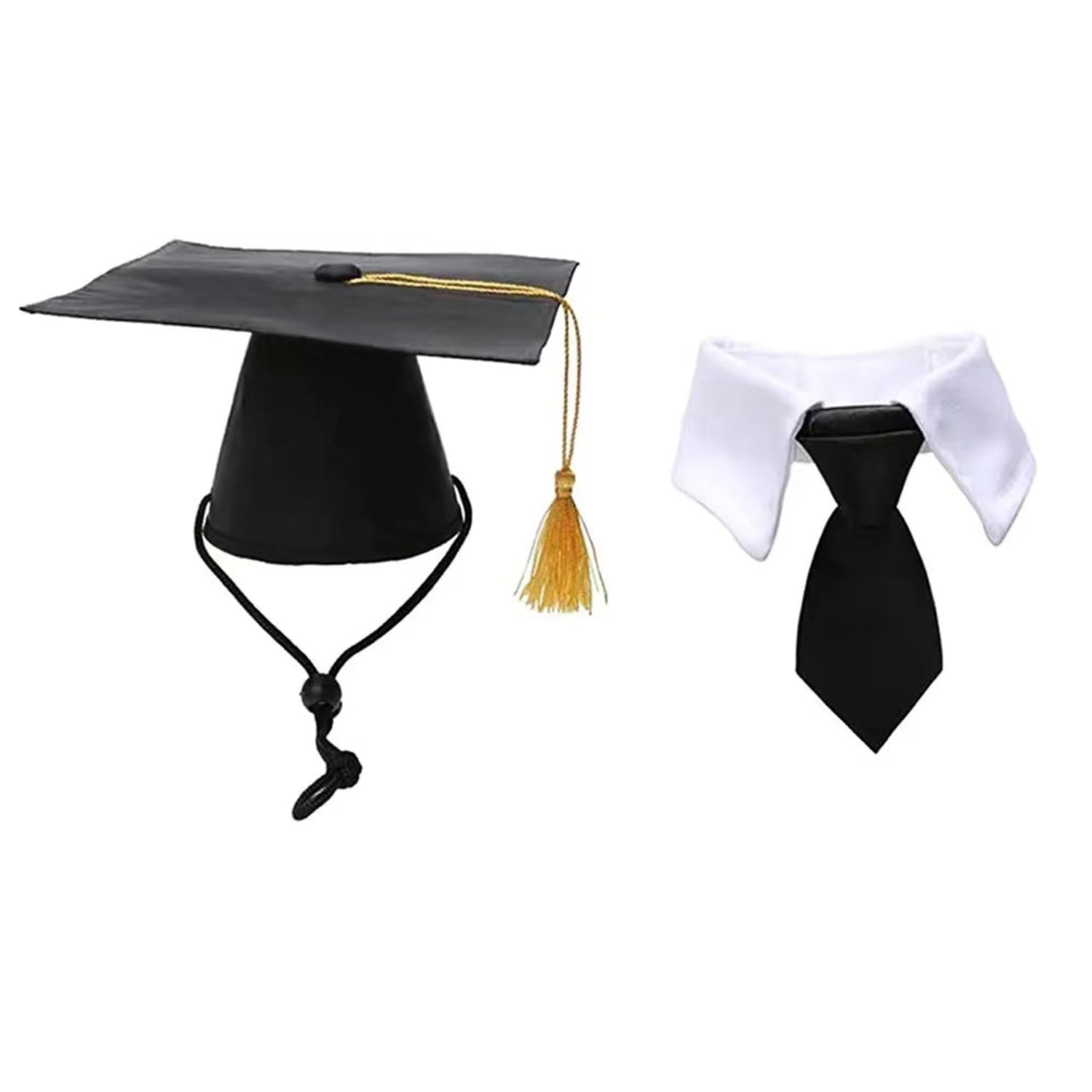 NAUZE 2Pcs Pet Graduation Caps and Neck Tie Dog Graduation Hats with Tassel Mini Animal Graduation Hat for Dogs Cats Graduation Party Dress Costume Accessory