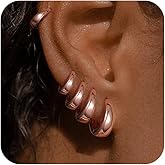 NECOCY 4 Pairs Small Huggie Hoop Earrings for Women, Chunky 14K Gold Plated Earrings Stack Hypoallergenic Lightweight Trendy Cartilage Hoops Earring Set for Multiple Piercing Dainty Minimal Jewelry