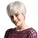 Emmor Short Silver Grey Human Hair Wigs for Women Blend Pixie Cut Wig With Bang Light Weight,Natural Daily Use Hair