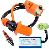 GY6 Ignition Coil for High Performance Racing 50cc 150cc 125cc ATV Moped Scooter Go Kart with 6 Pin CDI 3 Electrode Spark Plug by TOPEMAI