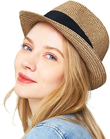 EUPHIE YING Women Summer Fedora Beach Sun Hats Short Brim