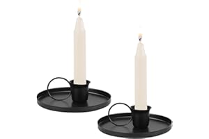 2 Packs Vintage Iron Candle Holders with Handle Retro Taper Candle Holder Set Decorative Candlestick Holder for Emergency Use