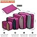 Homdox 4 Piece Set Packing Cubes with Laundry Bag (Honeycomb Fabric Rose Red)