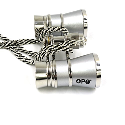 Opera Glasses Compact Binoculars for Theater Horse Racing Classical Lady Gift 3X25 with Silver Chain