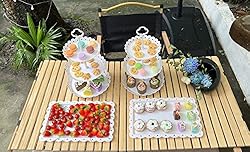 Set of 4 Dessert Stand Set, 3 Tiers White Plastic