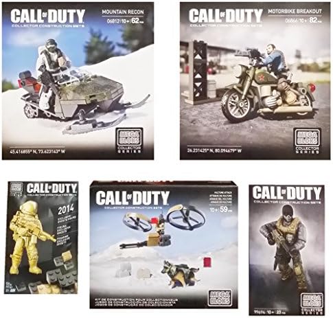 Mega Bloks Call of Duty 5 Pack Bundle: Mountain Recon, Motorbike Breakout, Vulture Attack, New York Comic Con (NYCC) Exclusive Gold Ghosts Astronaut &amp; Ghosts Tactical Combat Action Figure