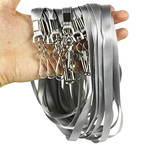 Bulk Lanyards Premium Cruise Lanyard Nylon Badge Lanyards with Id Holder Perfect for Office, Kids, Teachers (Gray, 100Pack)