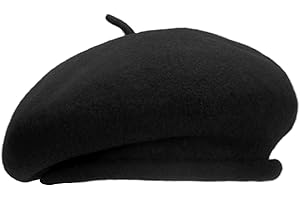 GEMISAN 100% Wool Beret Hats for Women Men,Classic French Hat,Adjustable Headband, Handmade Rolled Brim.