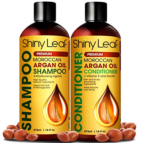Moroccan Argan Oil Shampoo and Conditioner Set, Sulfate Free, Safe for Color Treated Hair, Anti-Hair Loss Treatment, Repair Hair Damage, Strengthens Hair For Healthy Hair Growth 16 Fl. Oz.