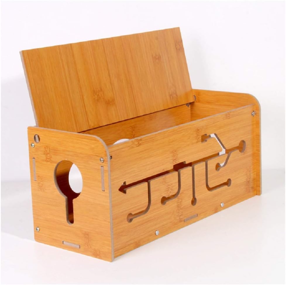 YOSPOSS Cable Tidy Box KZ5327-W976 Wooden Cable Management Box,Desktop Storage Container Box,Line Cable Tidy Unit,USB Hubs, Cable Management Extension Box,35 * 14 * 15Cm