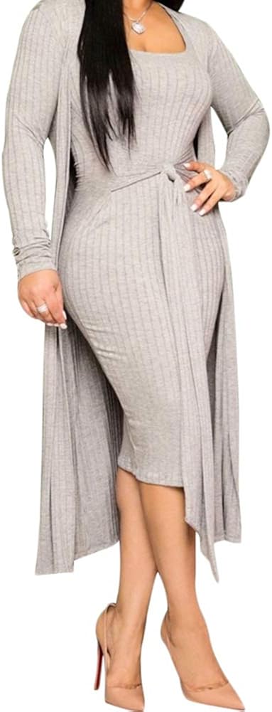 ribbed dress and cardigan set