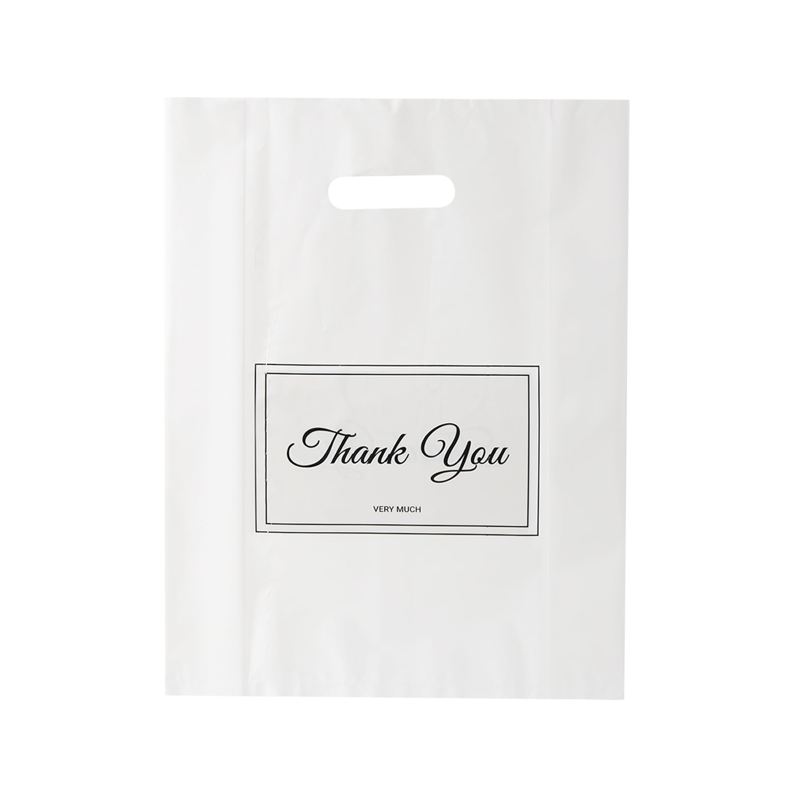 Belinlen 100Pcs 9x12 Inch Merchandise Retail Shopping Bags, Thank You Gift Carrier Bags with Handles for Boutique, Stores, Party, Clothes (White)