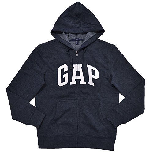 GAP Mens Fleece Arch Logo Full Zip Hoodie (M, Heather Navy)