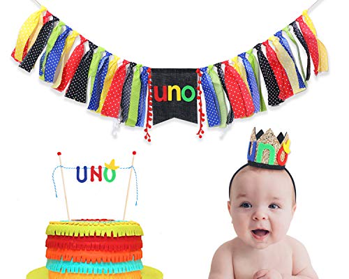 Uno Party Decorations For 1st Birthday - The Party Surprise Include Uno Hat,Uno Banner,Uno Cake Topper - Uno Birthday Decorations For Photo Booth Props - Best Uno Party Supplies For Baby