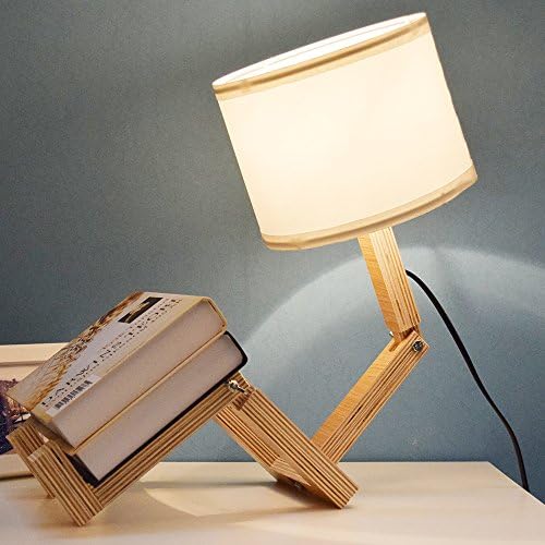 Sanxu Innovative Room/Office Decoration DIY Robot Multi-Angle Swing Wooden Table LED Lamp