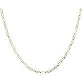BOHYZHAN 14K Gold Plated Necklace for Women, Lightweight Paperclip Dainty Link Chain Simple Jewelry Gifts
