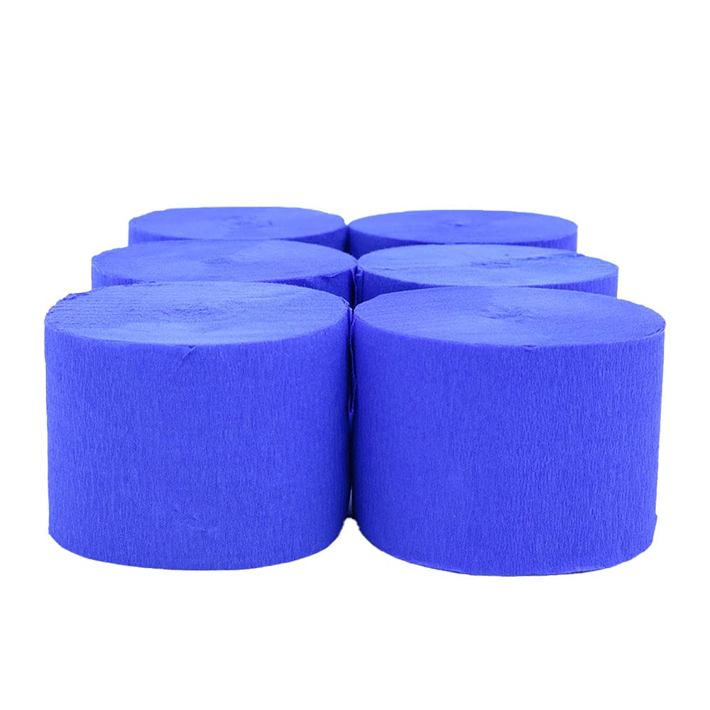 ANCLLO 6 Rolls 4.5cm x 25m Crepe Paper Party Streamers, Streamers Backdrop Hanging Decorations for Birthday Party, Wedding and Festival Decorations,Dark Blue