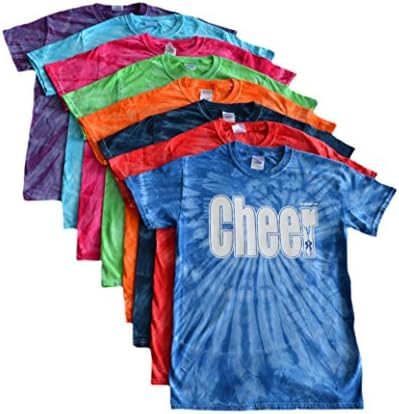Cheerleading Tie Dye T-Shirt- "Cheer" White Logo (Turquoise, M)